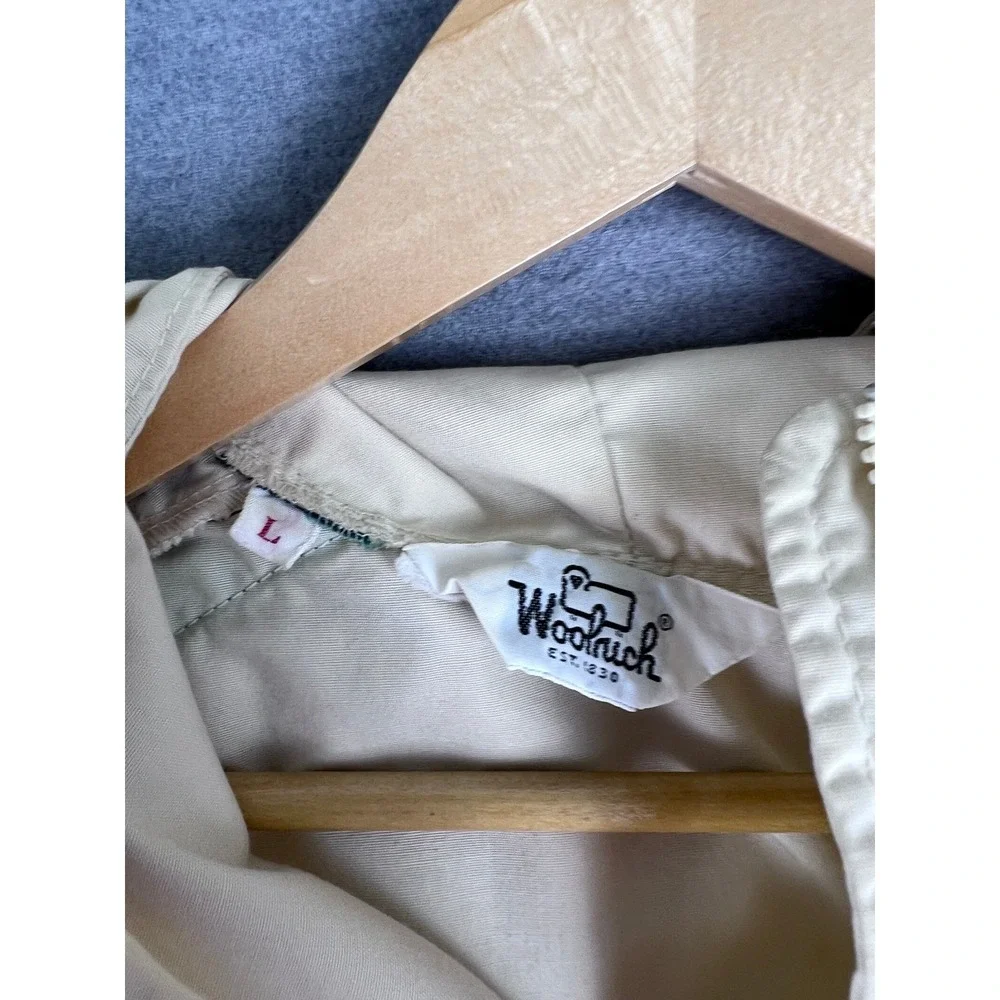 Vintage Woolrich Talon Zip Anorak Windbreaker Jacket White‎ Green Navy Stripe